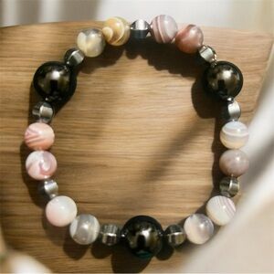 Women’s Onyx, Hematite & Botswana Agate Beaded Bracelet